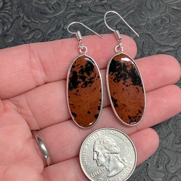 Mahogany Obsidian Earrings Stone Crystal Jewelry - Picture 5 of 6